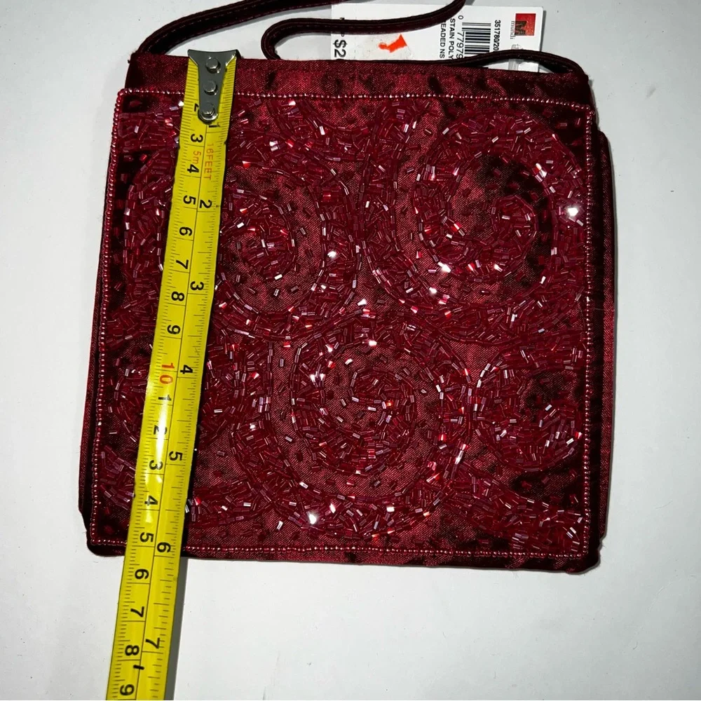 Beaded Burgundy Square Wristlet & Dog Print Coin Pouch Cosmetic bag- lot